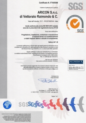 CERTIFICAZIONE ISO 9001:2015 - ARICON  
